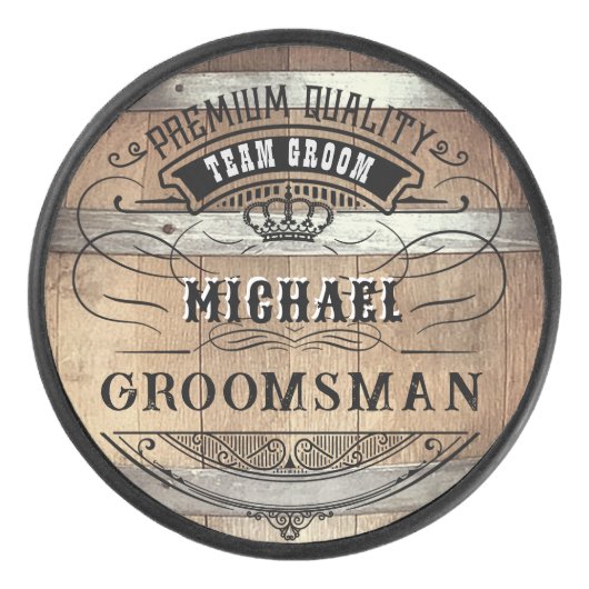 Bruidsjonkers cadeaus hockey puck (Voorkant)