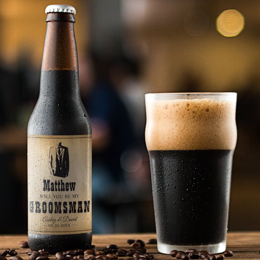 Bruidsjonkerscadeaus - Rustieke Trouwgunsten Weste Bier Etiket