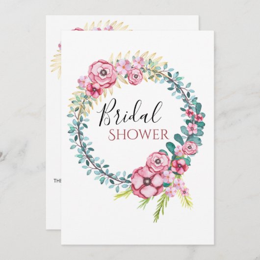 Bruidsjurk Bloemenkrans Bruiloftfeest Save The Date (Voorkant / Achterkant)