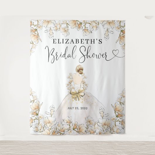 Bruidsjurk Bloemenscript Bruiloft Bridal Shower Wandkleed (Voorkant)