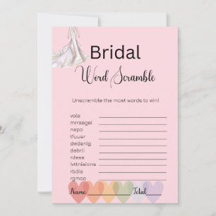 bruidsjurk bruids roze woord scramble spel kaart