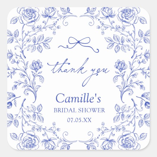 Bruidsjurk Bruiloft Dank je Vierkante Sticker (Voorkant)