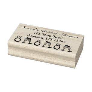 Bruidsjurk Champagneglas Diamanten Ring Trouwen Rubberstempel