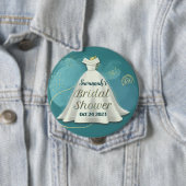 Bruidsjurk diep turkoois goud glitters  ronde button 4,0 cm (In situ)