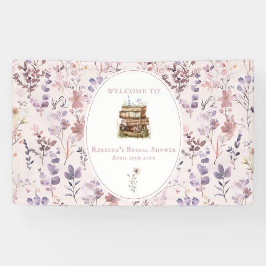 Bruidsjurk feest wildbloem welkomstbord spandoek (Horizontaal)