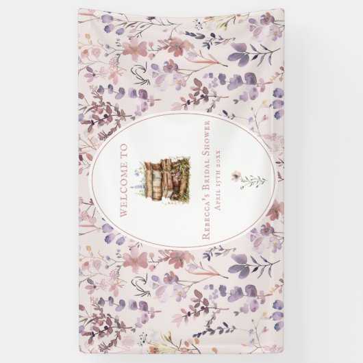 Bruidsjurk feest wildbloem welkomstbord spandoek (Verticaal)