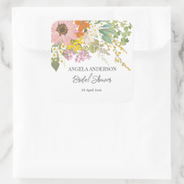 Bruidsjurk Lente Bloem Tuin Bruiloft Feest Papiere Vierkante Sticker