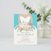 Bruidsjurk met bloemboeket bruidsdouche  briefkaart (Staand voorkant)