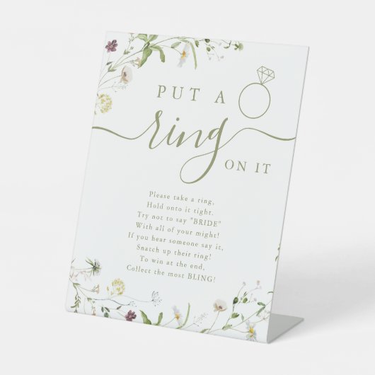 Bruidsjurk raad de ring bruidsshower spel reclamebord met voetstuk (Voorkant)