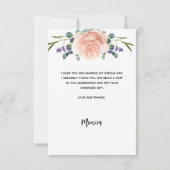 Bruidsjurk roze gouden lavendel bloemige foto bedankkaart (Achterkant)