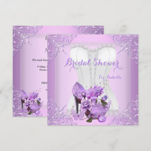 Bruidsjurk Shower Lila Roos Hoge Hak Lace Vlinder Kaart