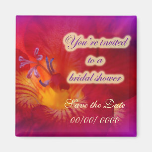 Bruidsjurk Uitnodiging Rode Freesia Magneet