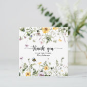Bruidsjurk Wildflower Bee Dankkaart Bedankkaart (Staand voorkant)