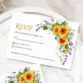 Bruidskaart met zonnnebloemen en lavendel RSVP