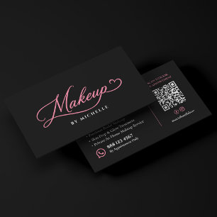 Bruidsmake-upartiest Elegant Roze Zwart Schrift Visitekaartje