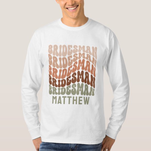 Bruidsman salie groen bruin modern retro jaren '60 t-shirt (Voorkant)