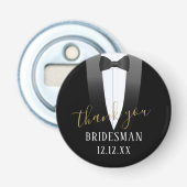 Bruidsman Trouw Dank Je Tuxedo Flesopener Button Flesopener (Voorkant)