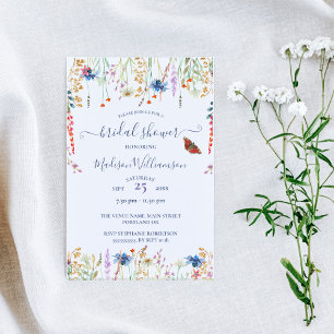 Bruidsmeadow met wilde bloemen & Vlinders Bruidsdi Kaart