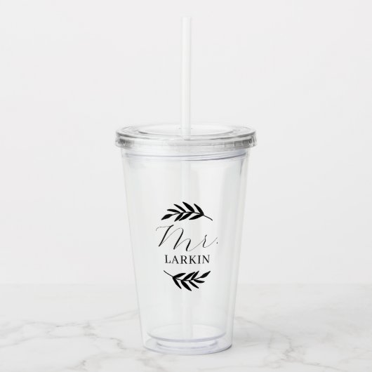 Bruidsmeester Cadeau met Monogram Heren Acryl Drinkbeker (Voorkant)