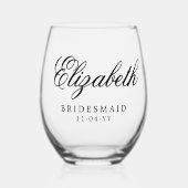 Bruidsmeisje Aangepaste Gepersonaliseerde Naam Bru Wijnglas Zonder Voet (Voorkant)