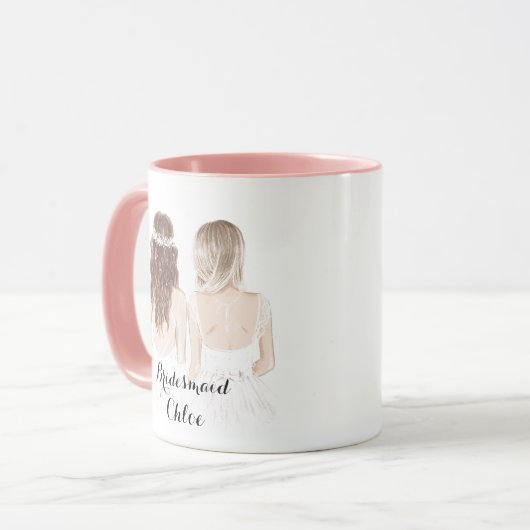 bruidsmeisje aangepaste mok (Voorkant links)