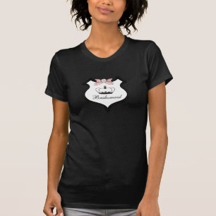 Bruidsmeisje Badge Tiara Madeliefje Roze Strik T-s T-shirt