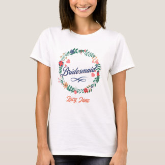 Bruidsmeisje. Bewerkbare naam. T-shirt