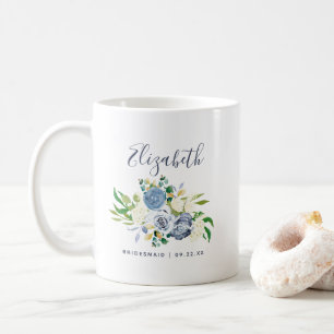 Bruidsmeisje Blauw Ivoor Bloemstuk Persoonlijke Tr Koffiemok