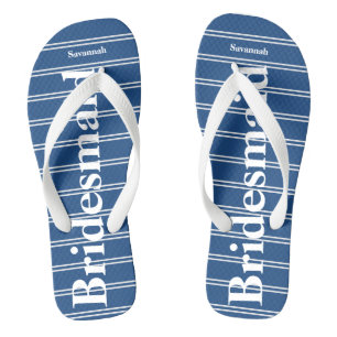 Bruidsmeisje blauw of een kleur strepen patroon teenslippers