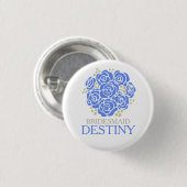 Bruidsmeisje blauwe boeket genaamde trouwspeld kno ronde button 3,2 cm (Voorkant /achterkant)