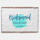 Bruidsmeisje blauwgroene aquarel voeg naam datum s deken (Voorkant)