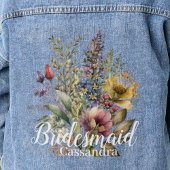 Bruidsmeisje Bloemen Naam Wildbloemen Bruiloft Denim Jacket