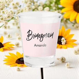 Bruidsmeisje Blush Roze Calligraphy Script  Shot Glas
