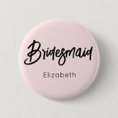 Bruidsmeisje Blush Roze Zwarte Trouw  Ronde Button 5,7 Cm (Voorkant)