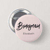 Bruidsmeisje Blush Roze Zwarte Trouw  Ronde Button 5,7 Cm (Voorkant /achterkant)