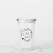 Bruidsmeisje Boho Wildflower krans bruiloft Acryl Drinkbeker (Voorkant)