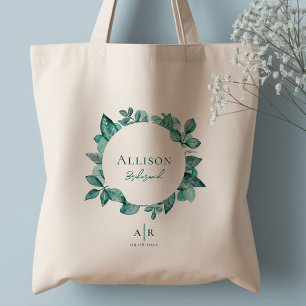 Bruidsmeisje, bruidsmeisje, turquoise groene bloem tote bag