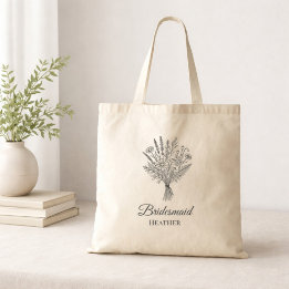 Bruidsmeisje Bruidsstoet Wilde Bloem Naam Tote Bag