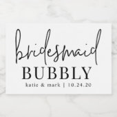 Bruidsmeisje Bubble Mini Mousserende Wijn Etikette Sparkling Wijnetiket (Enkel label)