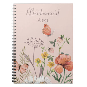 Bruidsmeisje Cadeau Elegant Roze Bloemen Notitieboek