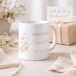 Bruidsmeisje cadeau wilde bloementuin gepersonalis koffiemok