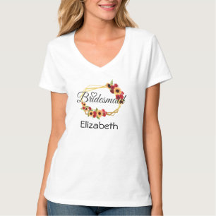 Bruidsmeisje cadeau, Zonnebloem, Rozen, Bloemig  T-shirt