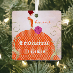 Bruidsmeisje Cadeaus Oranje en Roze Metalen Ornament
