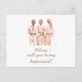 Bruidsmeisje champagne silhouet Voorstel Briefkaart