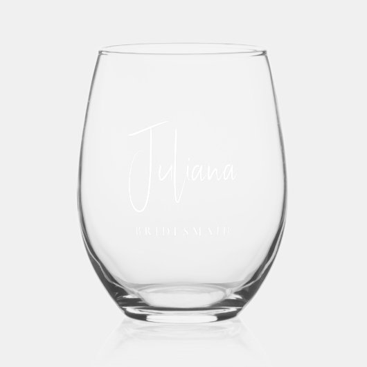 Bruidsmeisje Chic Wit Schrift Huwelijk Wijnglas Zonder Voet (Voorkant)