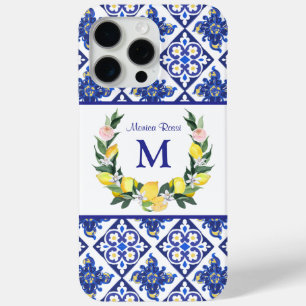 Bruidsmeisje citroenen blauwe Italiaanse tegels br iPhone 15 Pro Max Hoesje