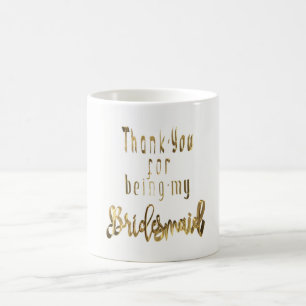 Bruidsmeisje dank u gouden look typografie koffiemok