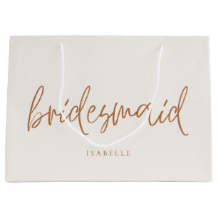 Bruidsmeisje Earthy Boho Handgeschreven Script Groot Cadeauzakje