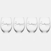 Bruidsmeisje Elegant Script Custom Name Gift Set Wijnglas Zonder Voet (Voorkant)