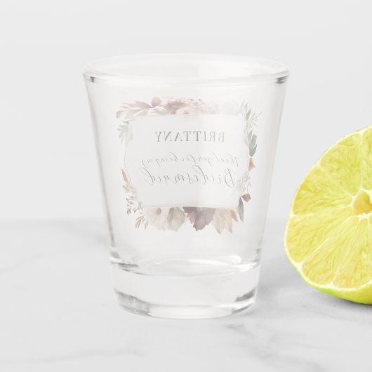 Bruidsmeisje Floral Herfst herfst gebladerte bruil Shot Glas (Achterkant)